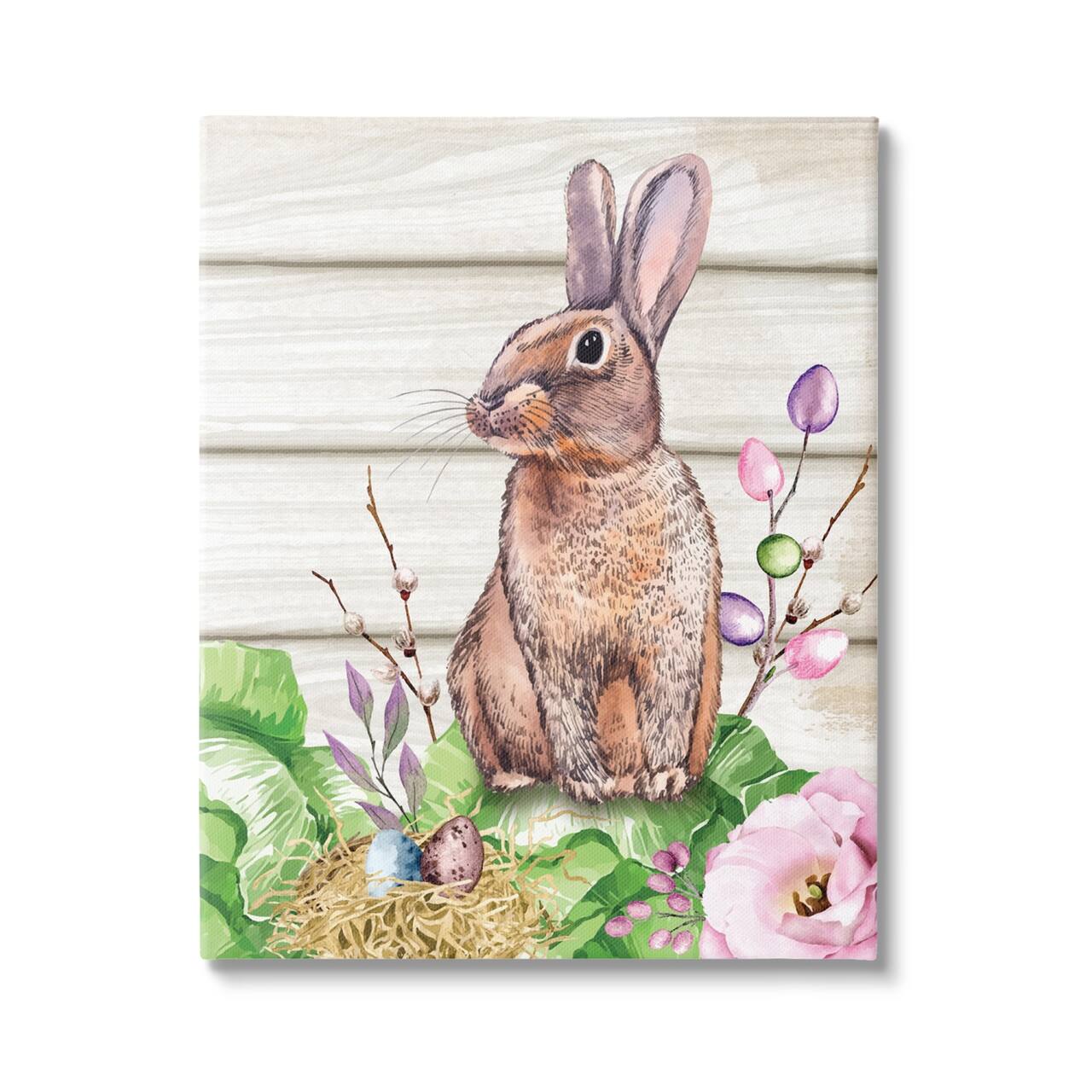 Stupell Industries Spring Flower Garden Country Rabbit Canvas Wall Art